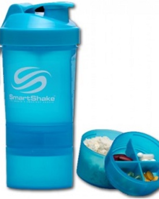 SmartShake - 550ml + 2 added compartments - NEON BLUE