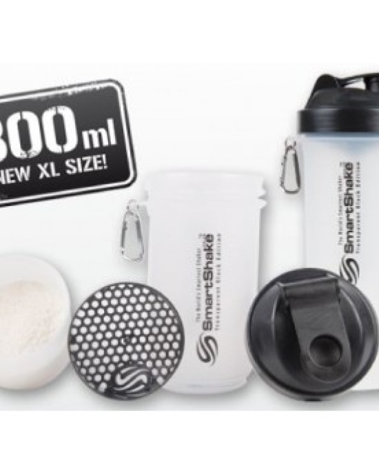 SmartShake - 800ml + 2 added compartments - CLEAR - XL SIZE!